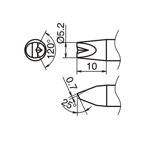 こて先 5.2D型 V溝付き T53シリ