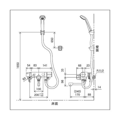 定量止水サーモシャワー 170 KF15