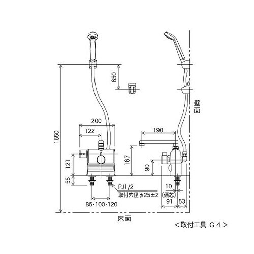 デッキサーモスタットシャワー KF300