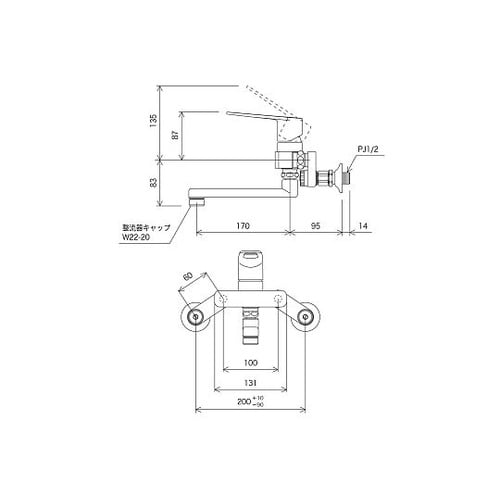 楽締ソケットシングル混合栓 MSK110