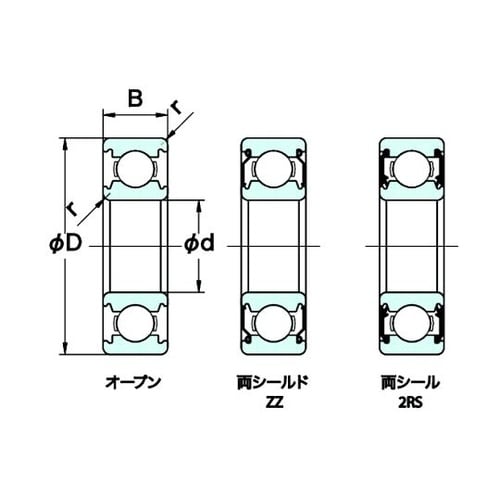 SUS304ステンレスベアリング 6Sシ