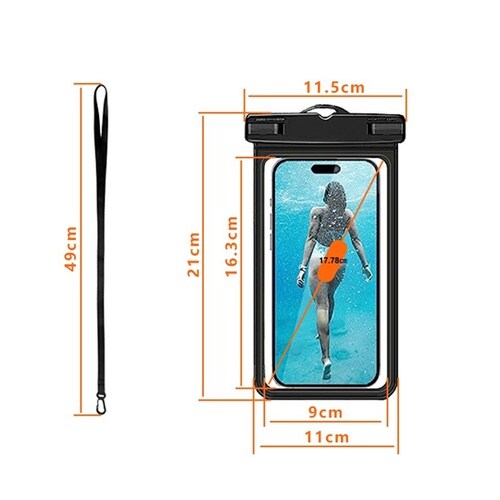 スマホ防水ケース バンド付き ブラック