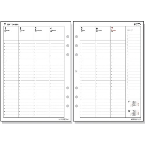 25キーワード日付入りリフィル A5週間