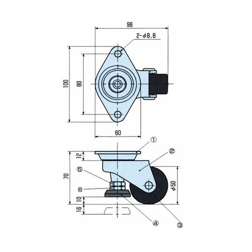 防振据付・レベリング機能付キャスタ キャ