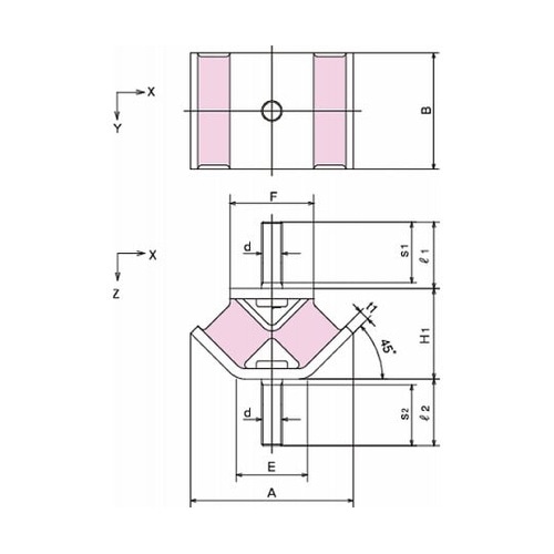 V形防振ゴム 許容荷重(Z方向/880N