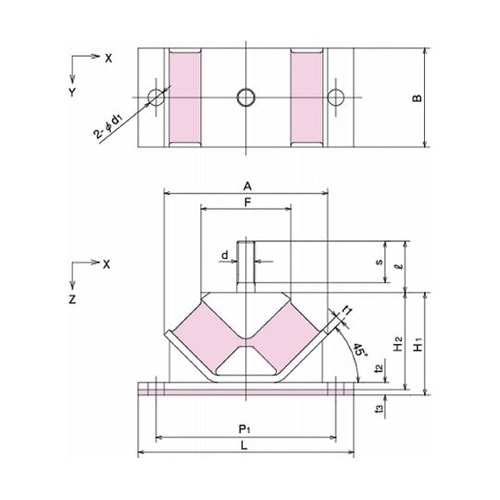 V形防振ゴム 許容荷重(Z方向/2500
