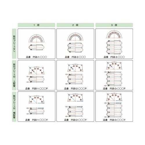 空気ばね プレートなし全ストローク25m
