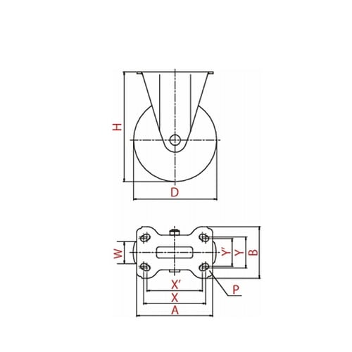 キャスター(産業用重荷重) 固定車 プレ