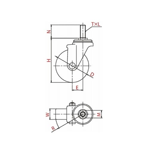 キャスター(中荷重) 自在車(ダブルベア