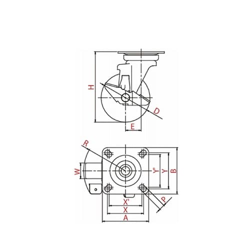 キャスタ(産業用重荷重) 自在車(ダブル