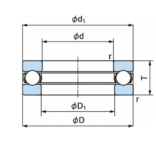 単式スラスト玉軸受 51308