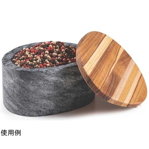 石皿 木製蓋付き チーク 16×13cm