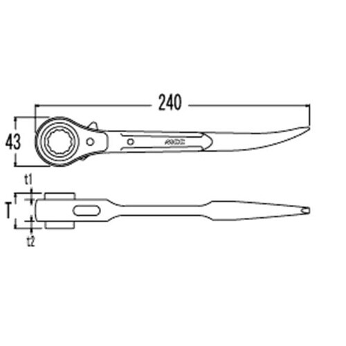ラチェットレンチアルミショート薄型 RA