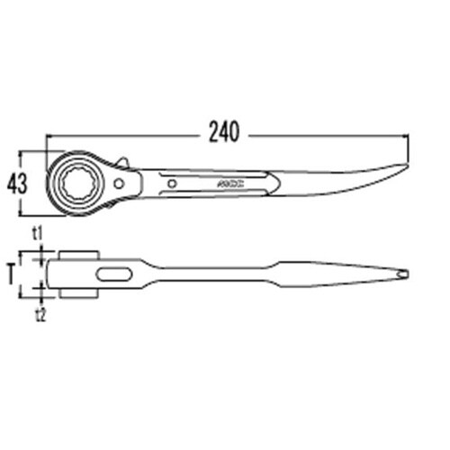 ラチェットレンチアルミショート薄型 RA
