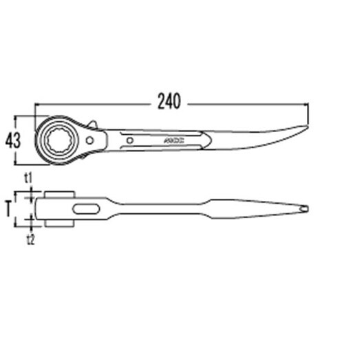 ラチェットレンチアルミショート薄型 RA