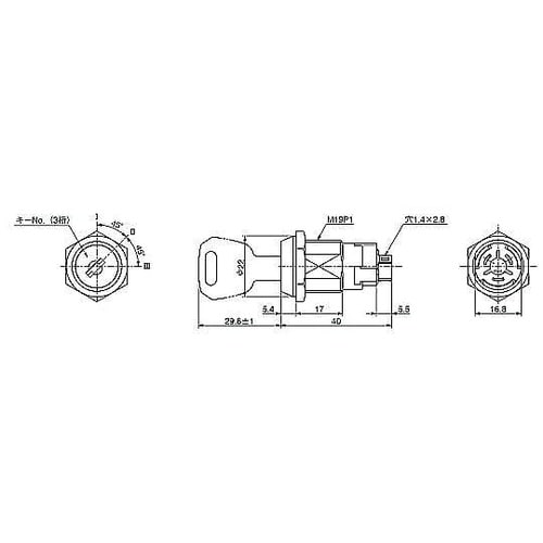 250V/ 3A 単極双投/キーロックス