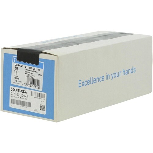 SIBATA 耐熱ねじ口びん 黒キャップ付 100