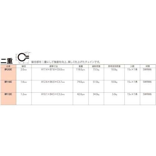 ニッサチェイン ファインカラーチェン 15m 金