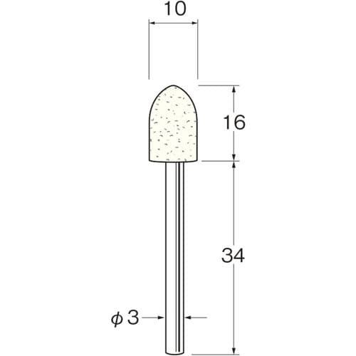 リューター 軸付フェルトバフ砲弾型幅(mm)16