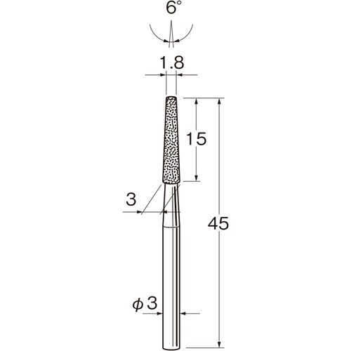 リューター 軸付電着ダイヤモンド砥石D3530