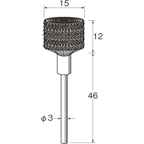 リューター 軸付傘型ブラシ軸径(mm):3毛材:硬