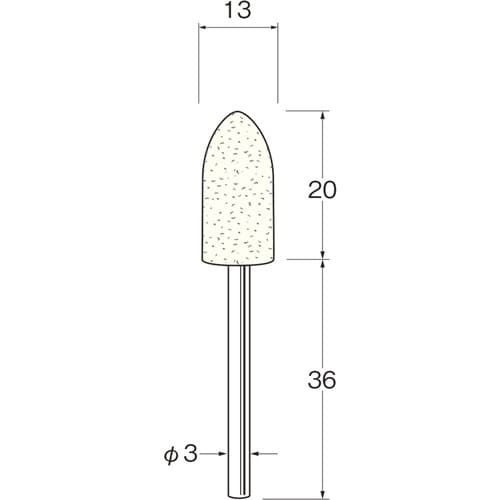 リューター 軸付フェルトバフ砲弾型幅(mm)20