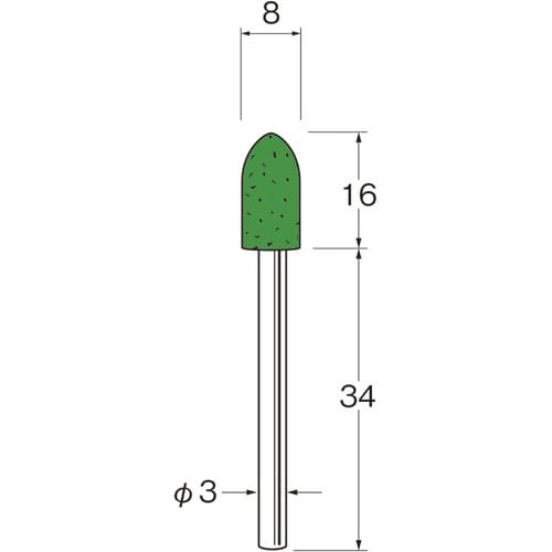 リューター 軸付フェルトバフ円筒型幅(mm)16