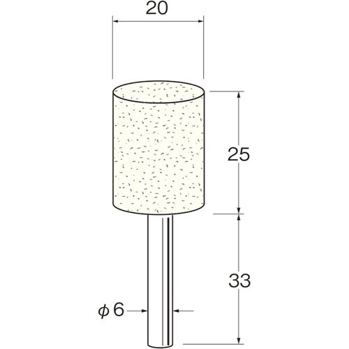 リューター 軸付フェルトバフ円筒型幅(mm)25