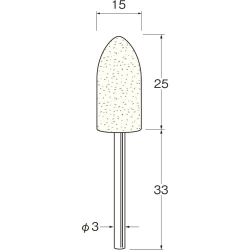 リューター 軸付フェルトバフ砲弾型幅(mm)25