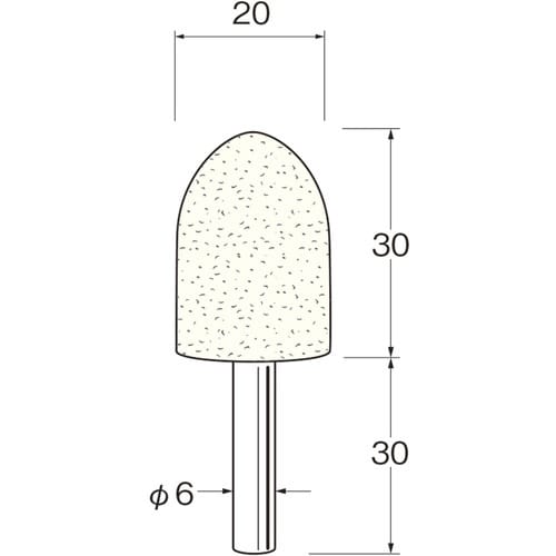 リューター 軸付フェルトバフ砲弾型幅(mm)30