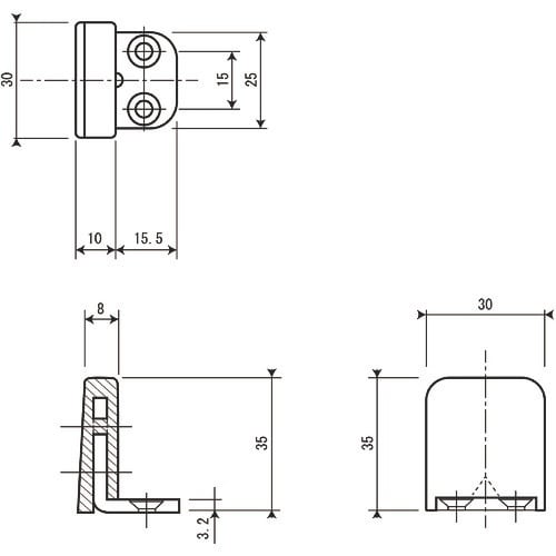 MK アウトセット用L型ストッパー 黒色