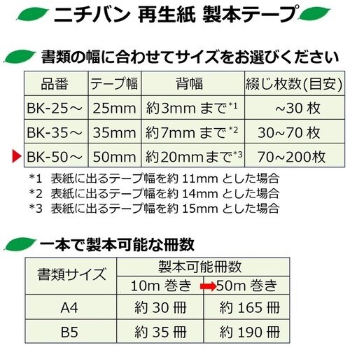 ニチバン 製本テープ 業務用 黒 50mm×50m