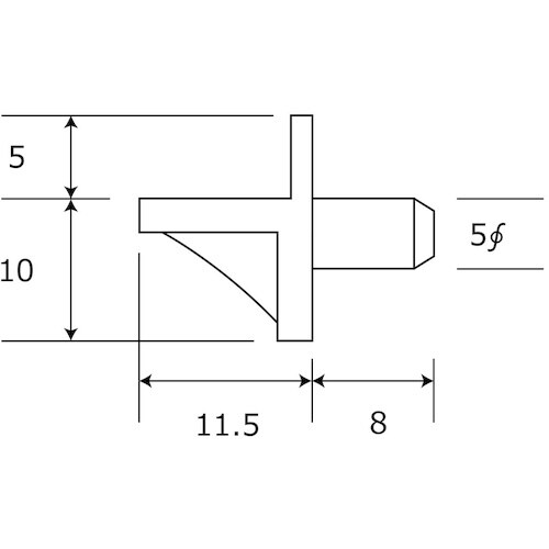 WAKI 差込棚受ダボ 5MM クロ IF−046
