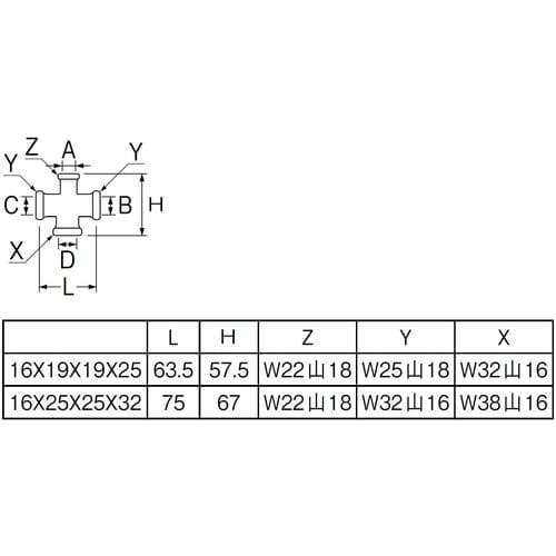 SANEI 洗浄管連結異径クロス