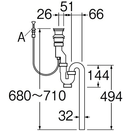 SANEI 洗髪排水栓付Sトラップ