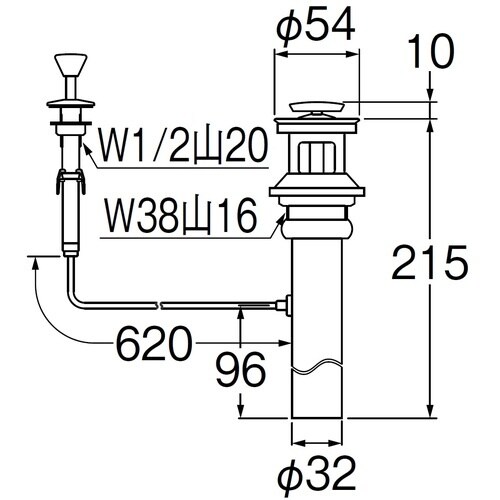 SANEI ワイヤー式ポップアップ排水栓上部