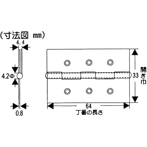 WAKI 薄口ステンレス丁番 VE‐041 64m