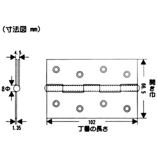 WAKI 中厚ステンレス丁番 VE‐046 102