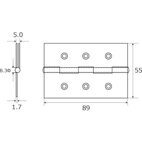 WAKI 厚口カラー丁番 VE‐007 89mm