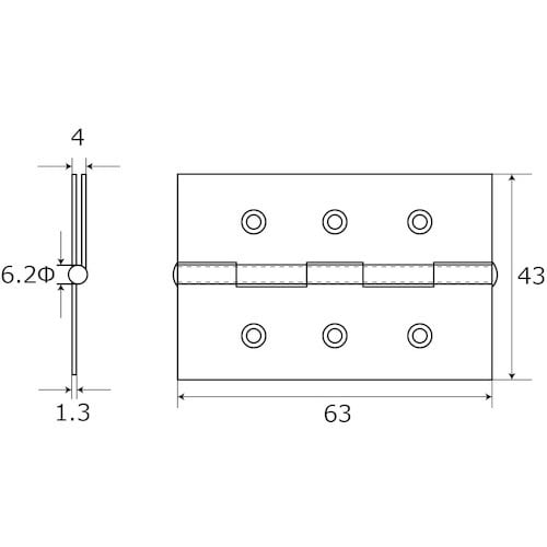 WAKI 厚口カラー丁番 VE‐021 64mm