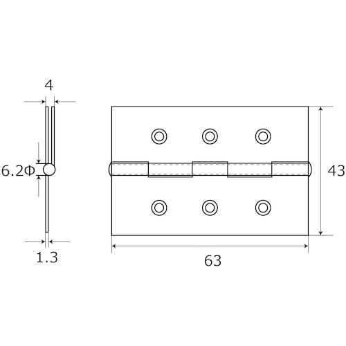 WAKI 厚口カラー丁番 VE‐013 64mm