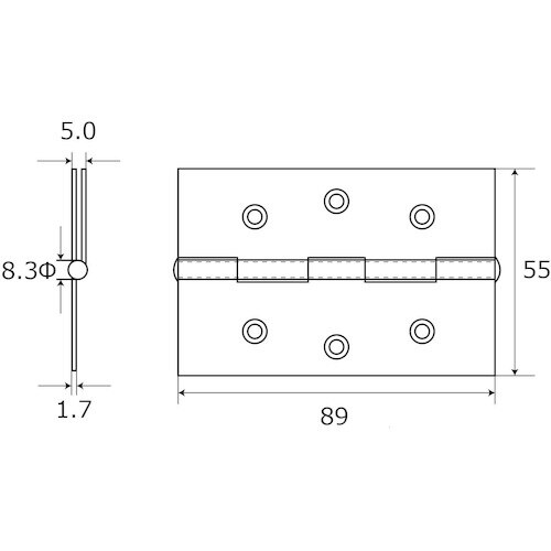 WAKI 厚口カラー丁番 VE‐023 89mm