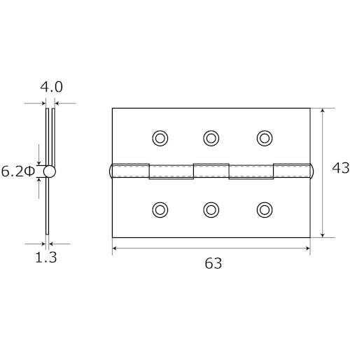 WAKI 厚口カラー丁番 VE‐005 64mm