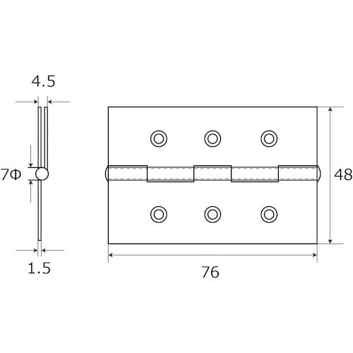 WAKI 厚口カラー丁番 VE‐006 76mm