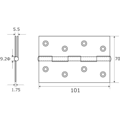 WAKI 厚口カラー丁番 VE‐024 102mm