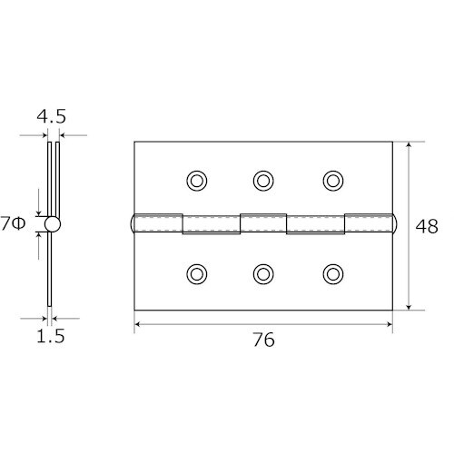 WAKI 厚口カラー丁番 VE‐014 76mm