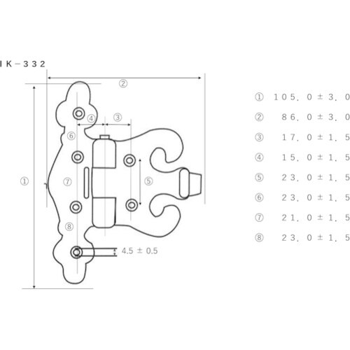 WAKI エクステリアヒンジ IK‐332 G02