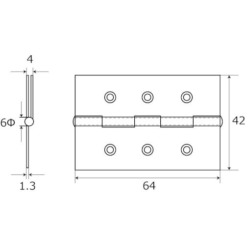 WAKI 厚口カラー丁番 VE‐029 64mm