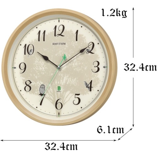 RHYTHM リズム 電波 壁掛け時計 日本野鳥の