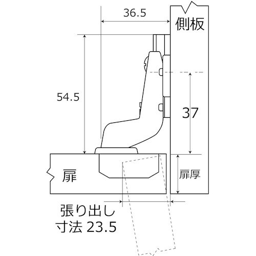 WAKI スライド丁番 NS‐3513 35mm